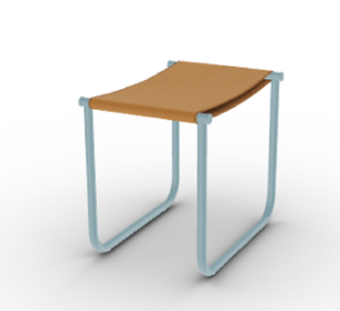 Cassina 9 Tabouret - Hocker - Kognak_Hellblau_Lackiert