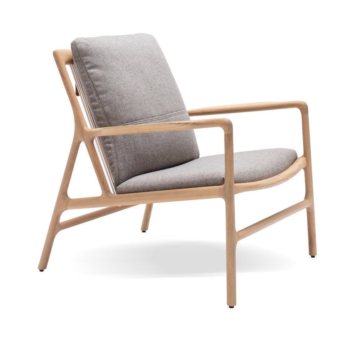 Gazzda Dedo Easy Chair - Oiled oak - White 1015; Upholstery: FG2 - Main Line Flax - Archway MLF02