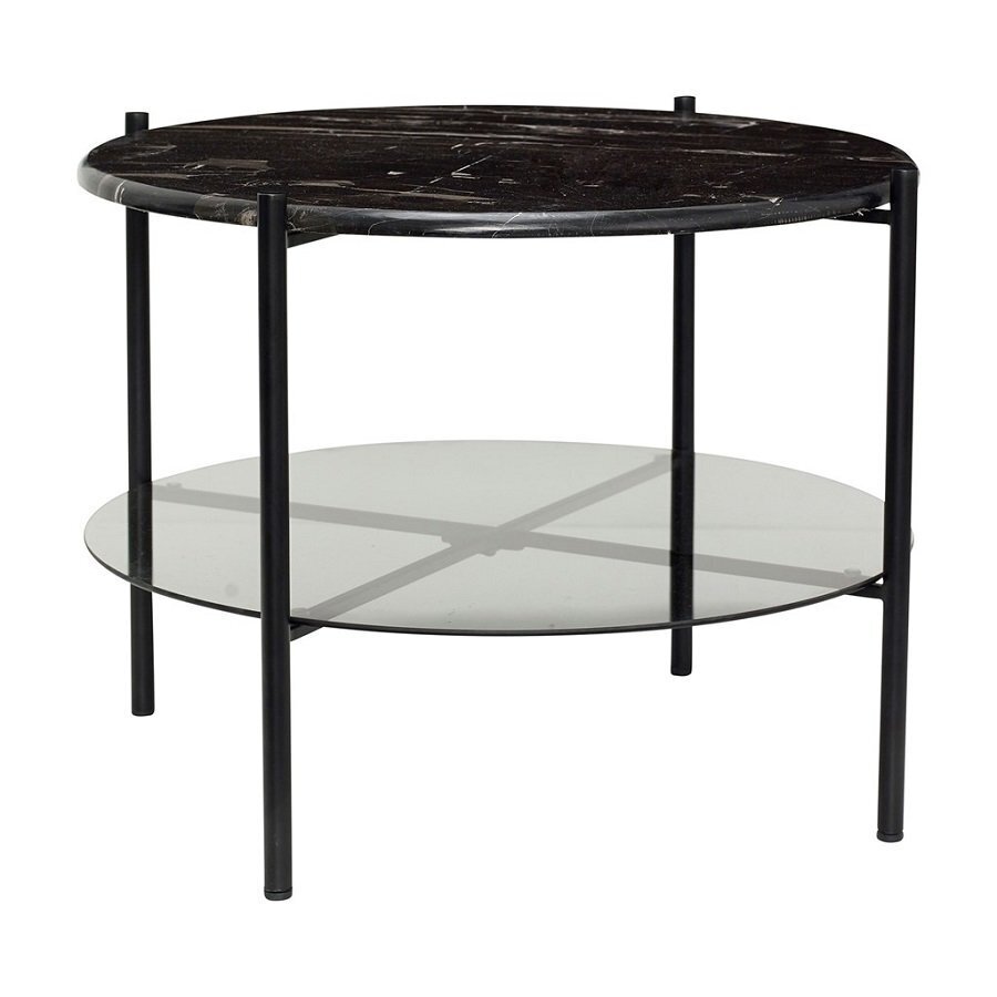 Huebsch Tisch, Metall/Marmor/Glas, Schwarz