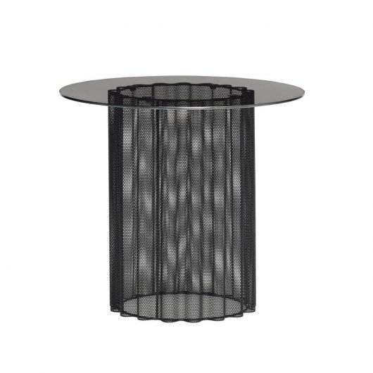 Huebsch Tisch Glas/Metall schwarz/grau