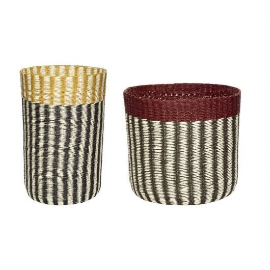 Huebsch Korb gelb/schwarz/rot/natur 2er Set