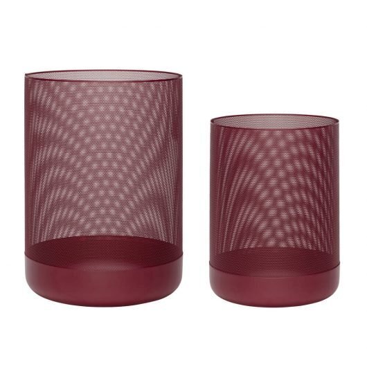 Huebsch Korb rund Metall bordeaux 2er Set