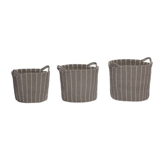 Huebsch Korb mit Henkeln rund Baumwolle grau 3er Set