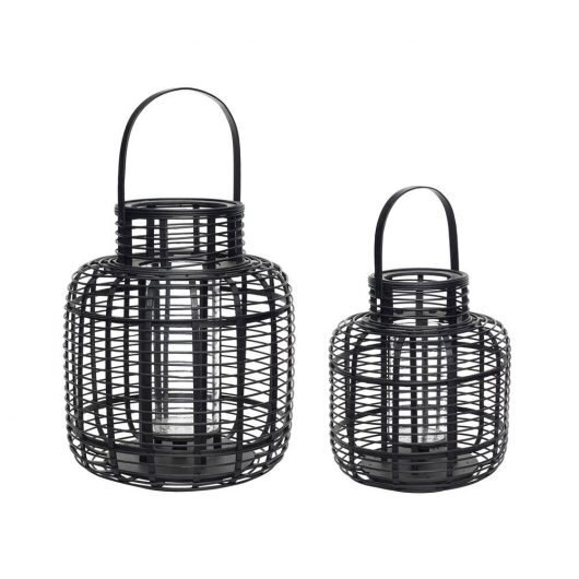 Huebsch Laterne Bambus schwarz 2er Set ø31 / ø38 cm
