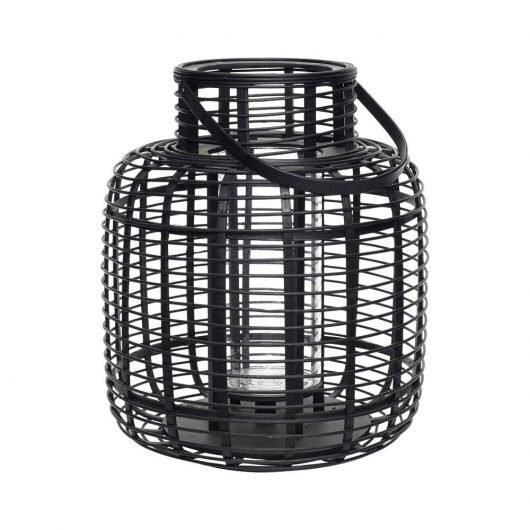 Huebsch Laterne Bambus schwarz 2er Set ø31 / ø38 cm