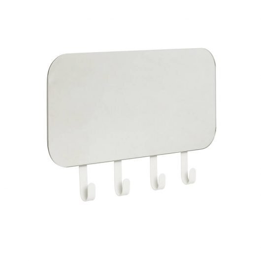 Huebsch Hakenleiste m Spiegel 4 Haken Metall weiss