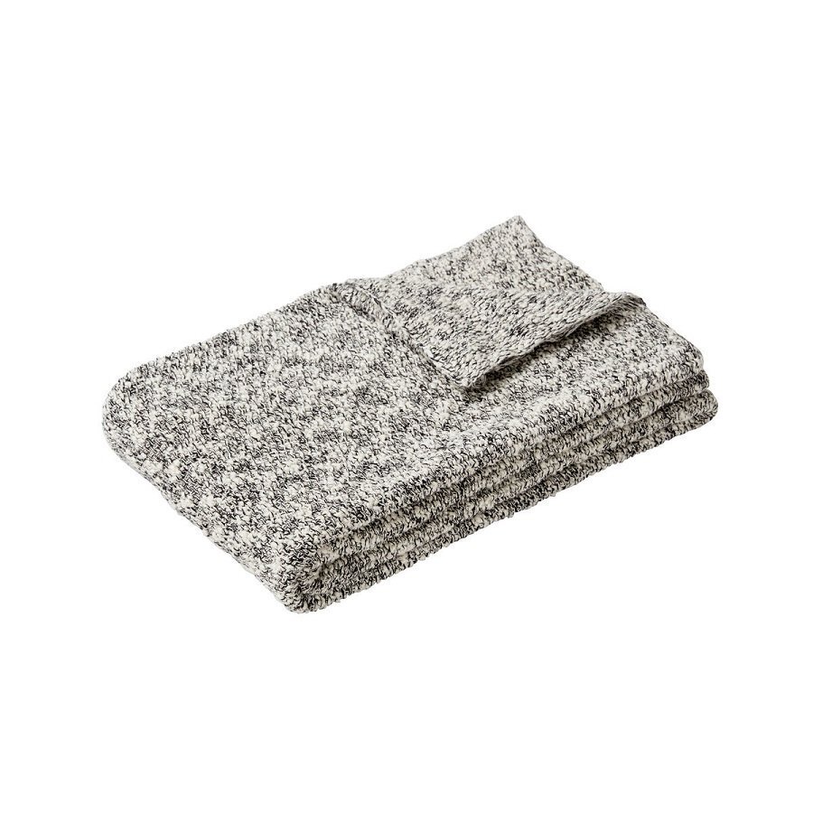 Huebsch Decke Baumwolle Oeko-Tex Schwarz/Natur/Offwhite/Weiß