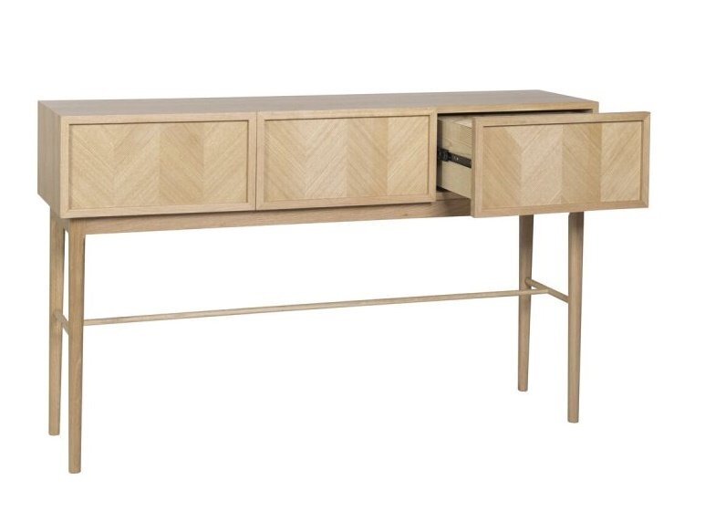 Huebsch Herringbone Console Table Drawers Natural