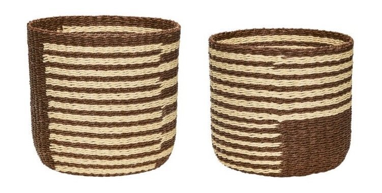Huebsch Twine Baskets Natural/Brown (set of 2)