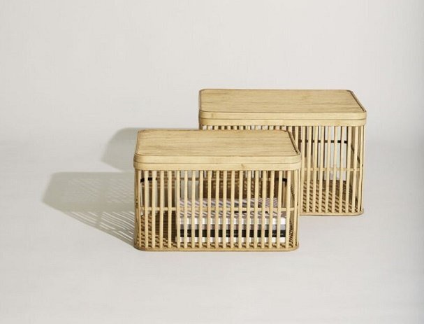 Huebsch Cheery Baskets Natural (set of 2)
