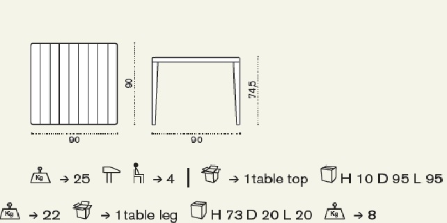 Ethimo Laren - Square Table 90x90 cm