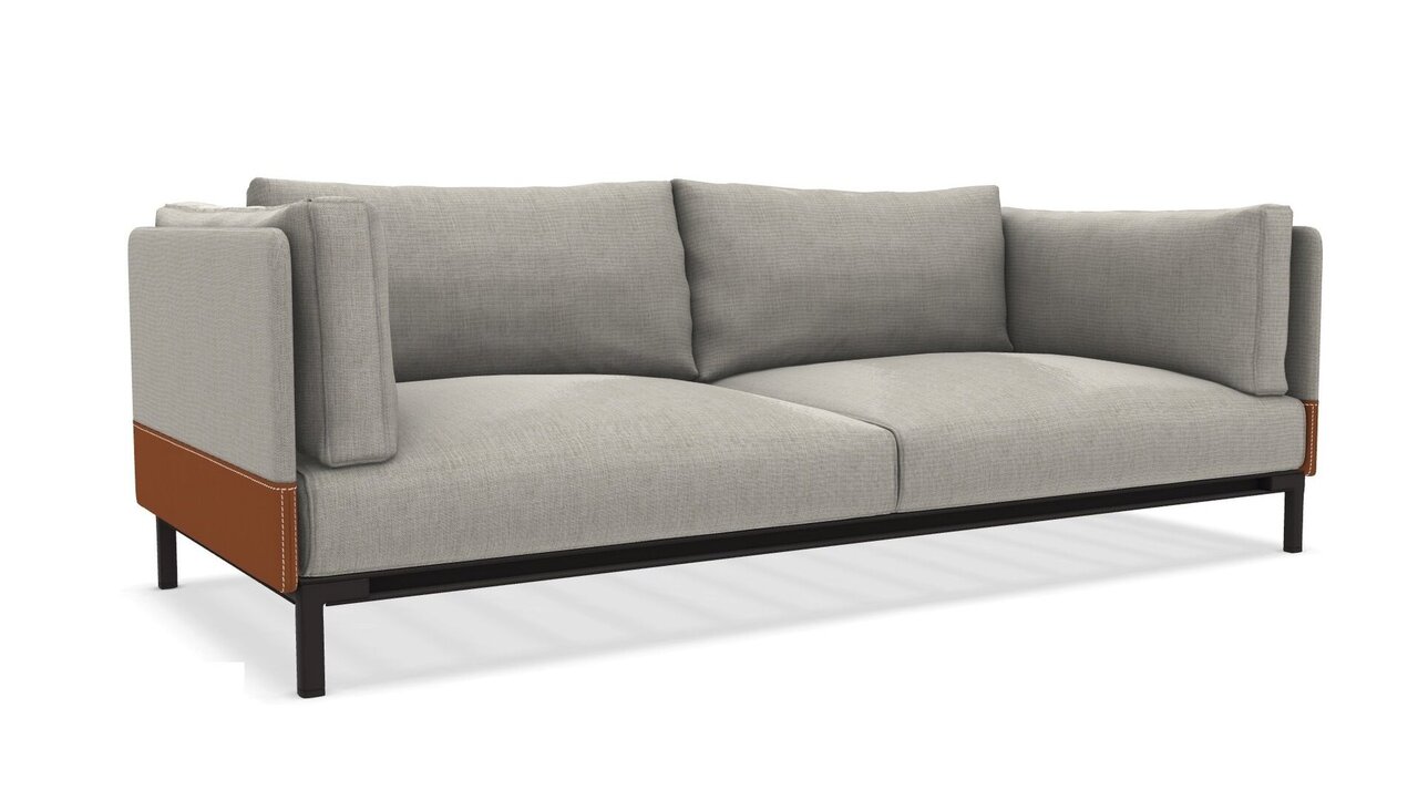 Ethimo Baia - XL Sofa - Leinen-Leder-Aluminium-Carbon