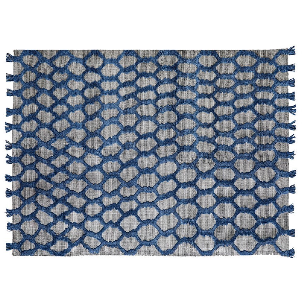Ethimo Nodi Rete Outdoorteppich: Grey Silver / Ink Blue