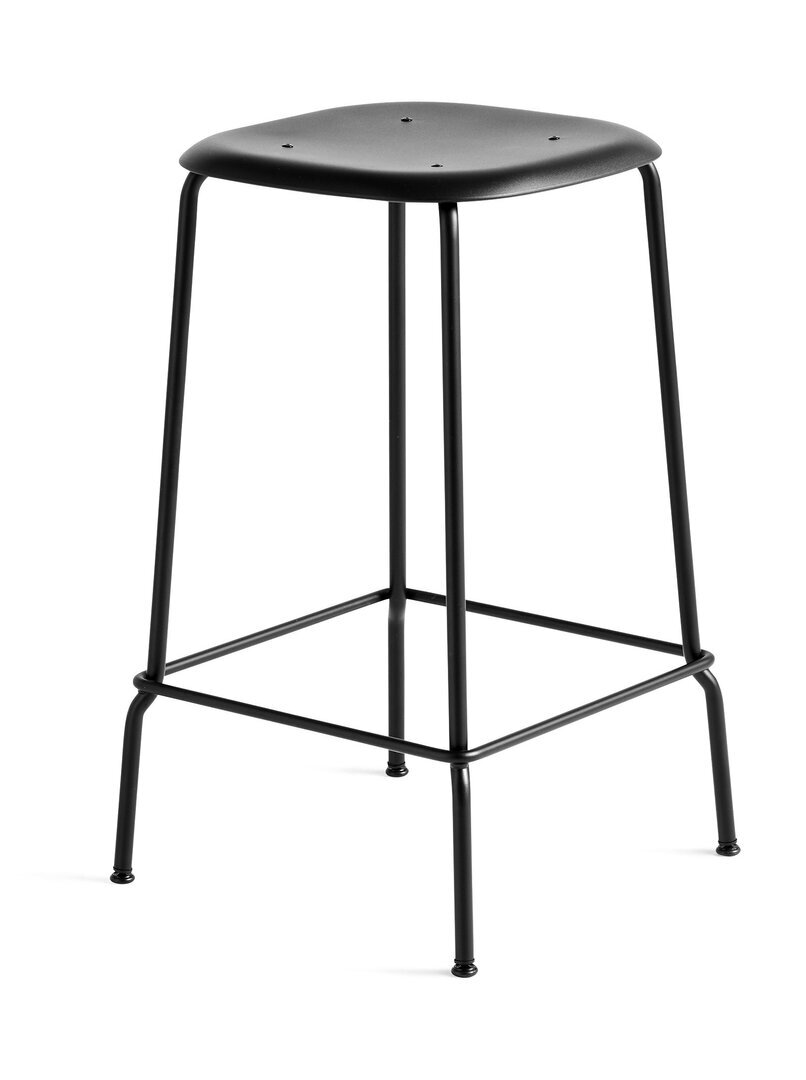 Hay Soft Edge 85 Stool - Black Powder Coated - Black Polypropylene  - Low - W40 x D40 x H65