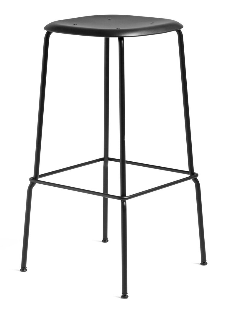Hay Soft Edge 85 Stool - Black Powder Coated - Black Polypropylene - High - W41.5 x D41.5 x H75