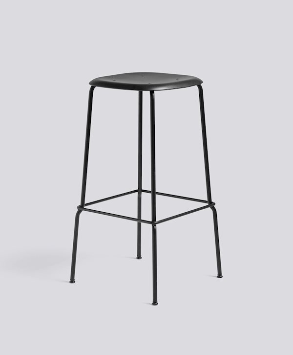 Hay Soft Edge 85 Stool - Black Powder Coated Steel - Black Polypropylene - W41.5 X D41.5 X H75