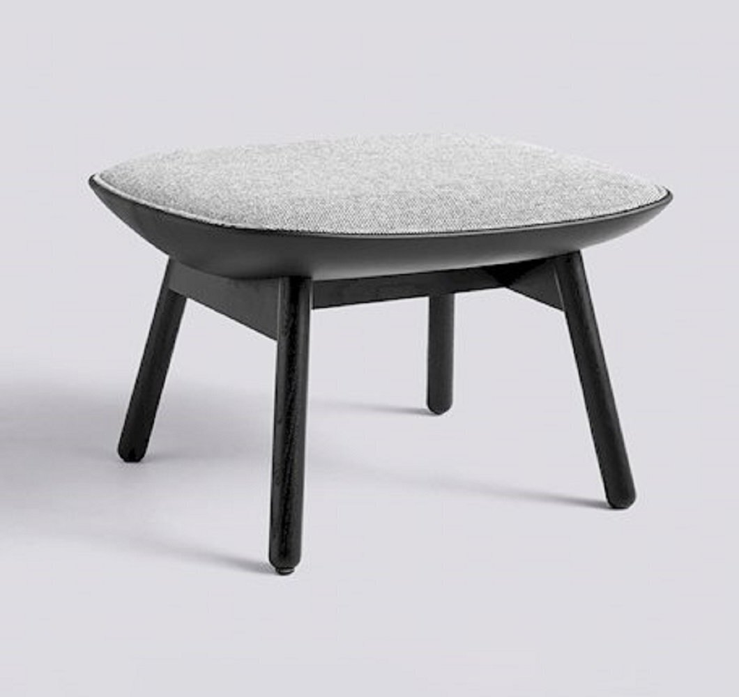 Hay Uchiwa Ottoman - Black Water-Based Lacquered Oak -Front-Hallingdal 126-Back-Sierra Si1001