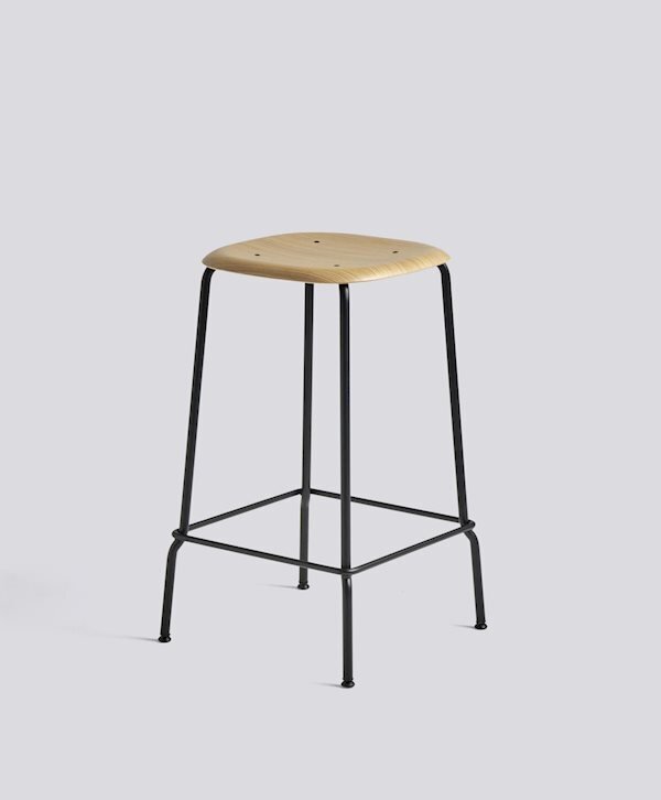 Hay Soft Edge 80 Low Stool - Black Powder Coated Steel - Clear