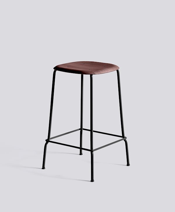 Hay Soft Edge 80 Low Stool - Black Powder Coated Steel - Fall Red