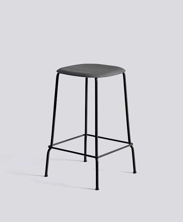 Hay Soft Edge 80 Low Stool - Black Powder Coated Steel - Soft Black