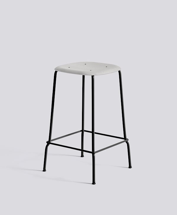 Hay Soft Edge 80 Low Stool - Black Powder Coated Steel - Soft Grey