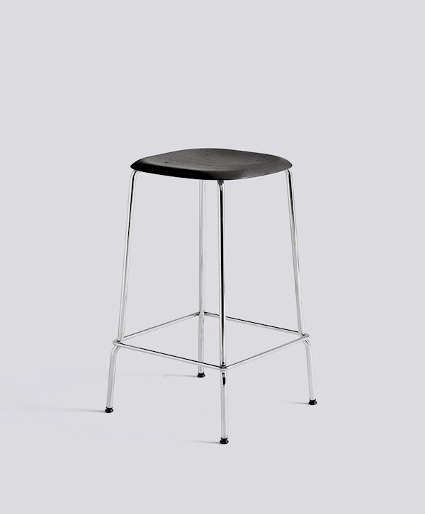 Hay Soft Edge 80 Low Stool - Chromed Steel - Black