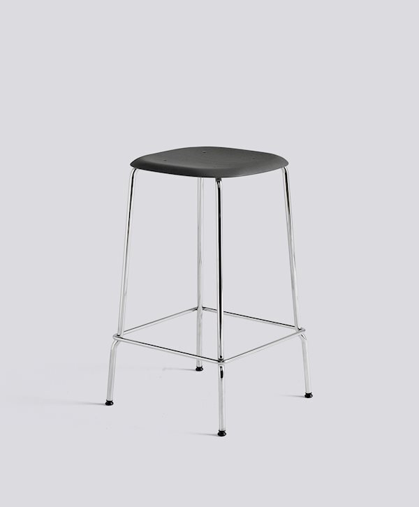 Hay Soft Edge 80 Low Stool - Chromed Steel - Soft Black