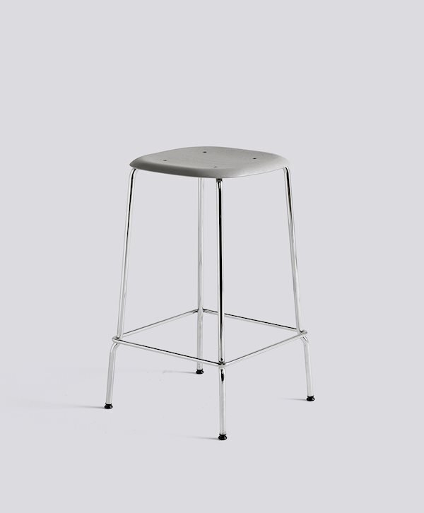 Hay Soft Edge 80 Low Stool - Chromed Steel - Soft Grey