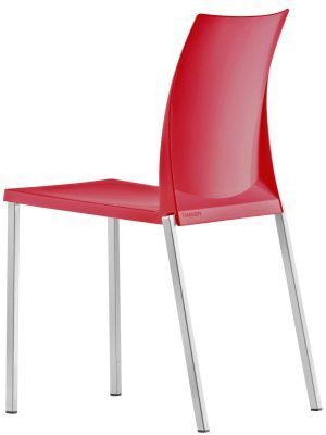 Pedrali Kuadra 1271 Stuhl-RT-Polycarbonat transparent rot-CR-Stahl verchromt