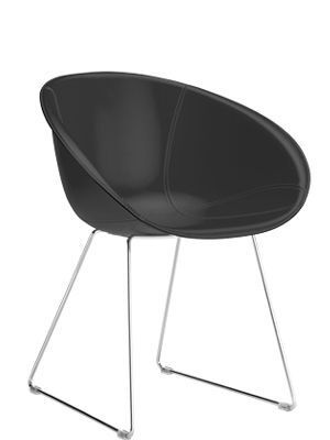Pedrali Gliss 930 Lederstuhl-F05-Kernleder Schwarz