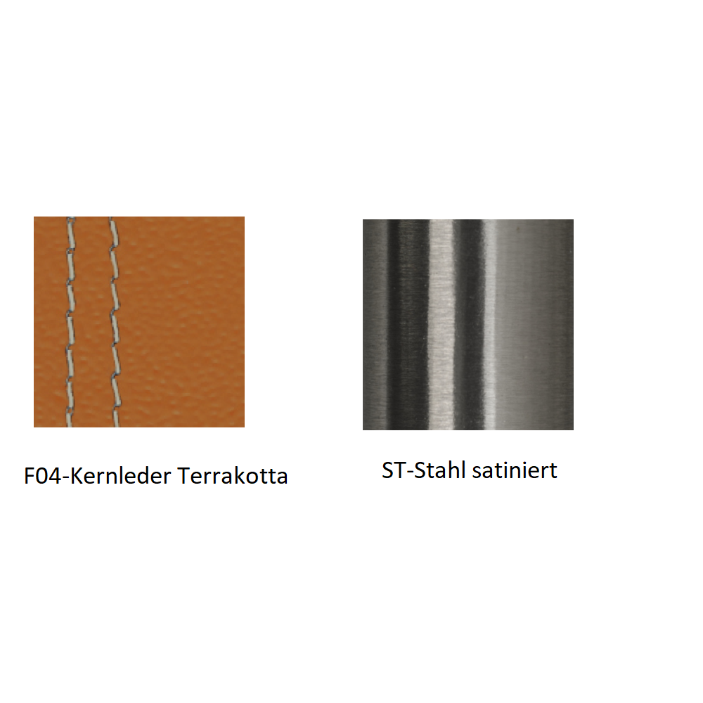 Pedrali Kuadra 1291 Stuhl-F04-Kernleder Terrakotta,ST-Stahl satiniert