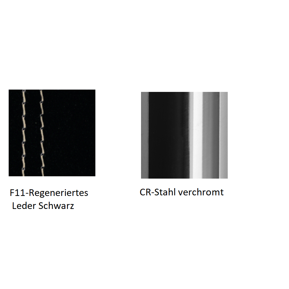 Pedrali Kuadra 1291 Stuhl, Kunstlederbezug-F11-Regeneriertes Leder Schwarz,CR-Stahl verchromt