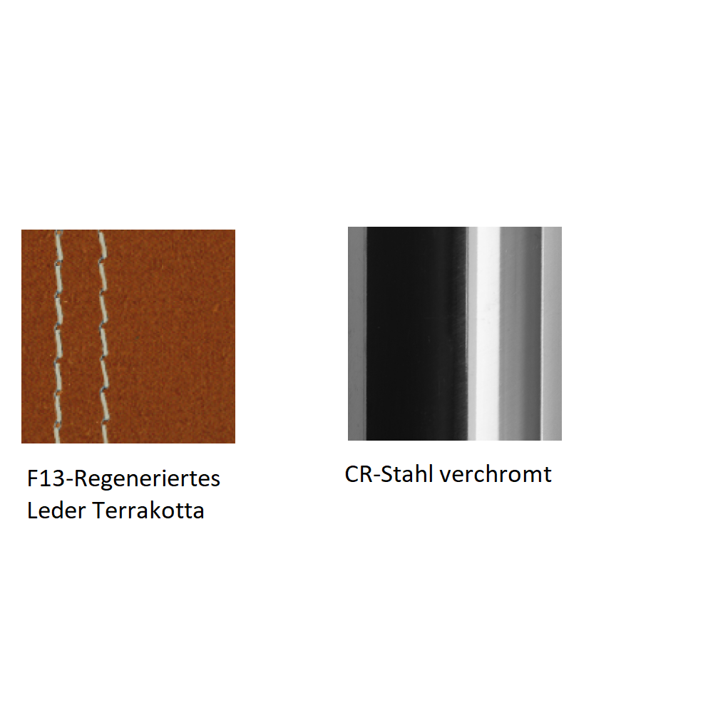 Pedrali Kuadra 1291 Stuhl, Kunstlederbezug-F13-Regeneriertes Leder Terrakotta,CR-Stahl verchromt
