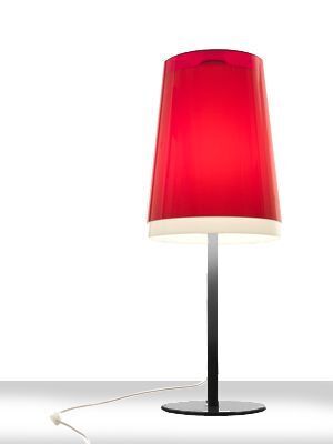 Pedrali L001TA/AA Tischleuchte-RT-Polycarbonat Transparentes Rot / NERO-Stahl Schwarz