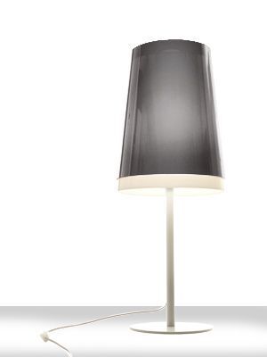 Pedrali L001TA/AA Tischleuchte-FU-Polycarbonat Rauchgrau / BI300-Stahl Weiß