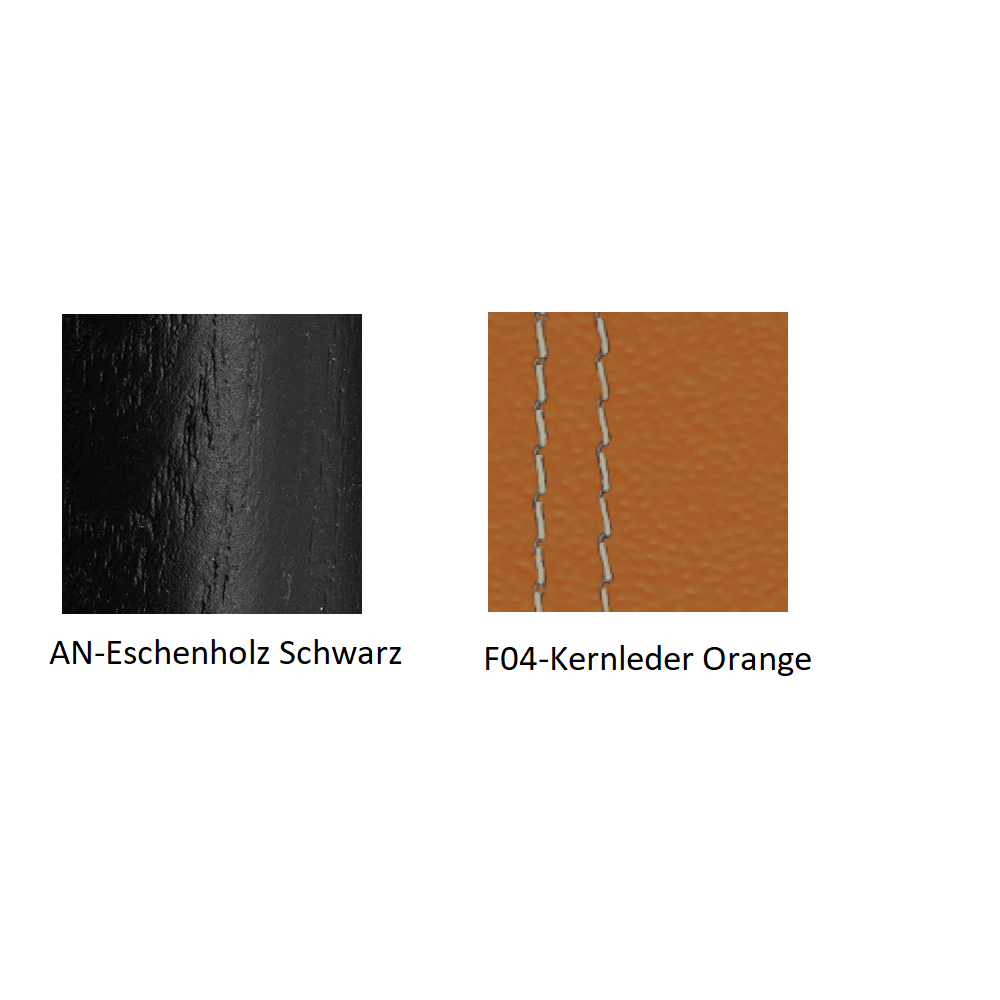 Pedrali Gliss 904/F Lederstuhl-AN-Eschenholz Schwarz / F04-Kernleder Orange