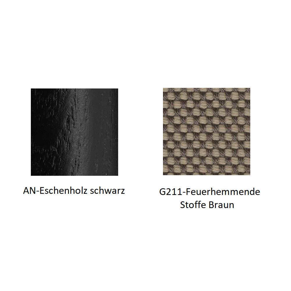 Pedrali Malmö Armlehnenstuhl mit Stoffbezug-AN-Eschenholz schwarz / G211-Feuerhemmende Stoffe Braun