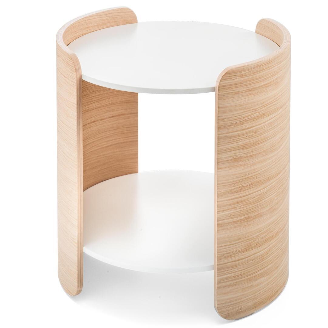 Pedrali Parenthesis Couchtisch-Ø42.5 cm, H:45 cm-RS-Eichenholz Eiche-CFP_BI-Kompaktplatte Weiss