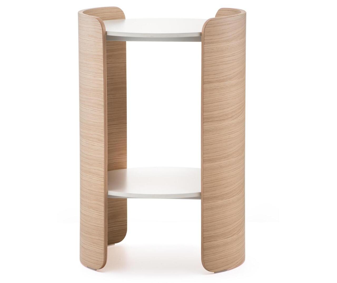 Pedrali Parenthesis Couchtisch-Ø42.5 cm, H:64 cm-RS-Eichenholz Eiche-CFP_BI-Kompaktplatte Weiss