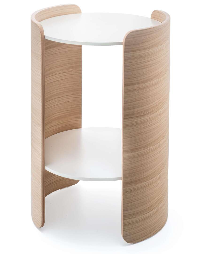 Pedrali Parenthesis Couchtisch-Ø42.5 cm, H:64 cm-RS-Eichenholz Eiche-CFP_BI-Kompaktplatte Weiss