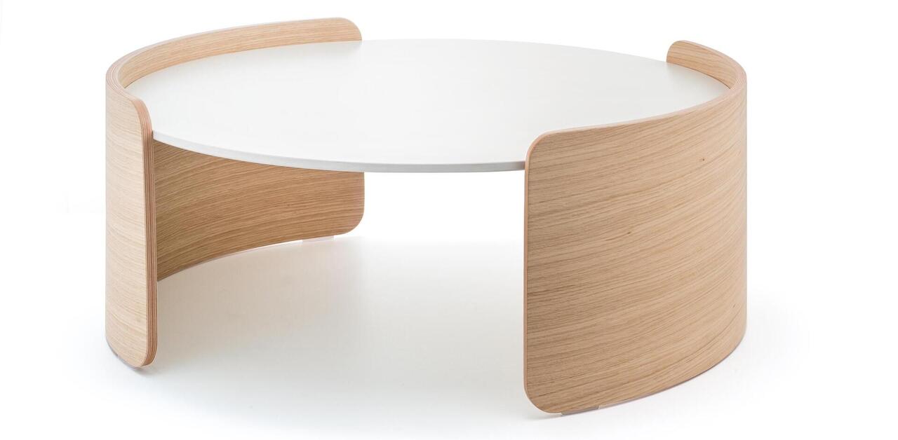 Pedrali Parenthesis Couchtisch-Ø73 cm, H:30 cm-RS-Eichenholz Eiche-CFP_BI-Kompaktplatte Weiss