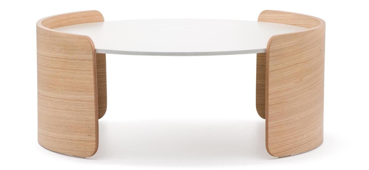 Pedrali Parenthesis Couchtisch-Ø73 cm, H:30 cm-RS-Eichenholz Eiche-CFP_BI-Kompaktplatte Weiss