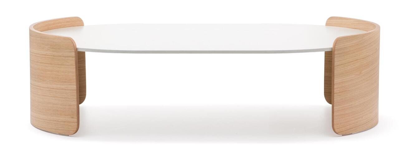 Pedrali Parenthesis Couchtisch-L:120 cm, H:30 cm-RS-Eichenholz Eiche-CFP_BI-Kompaktplatte Weiss