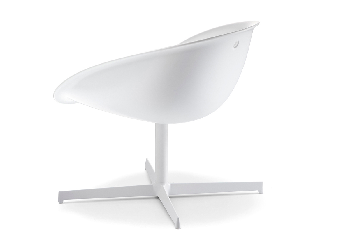 Pedrali Gliss 360 Lounge Drehstuhl-BI-Tecnopolymer Weiss-BI100-Aluminium Weiss