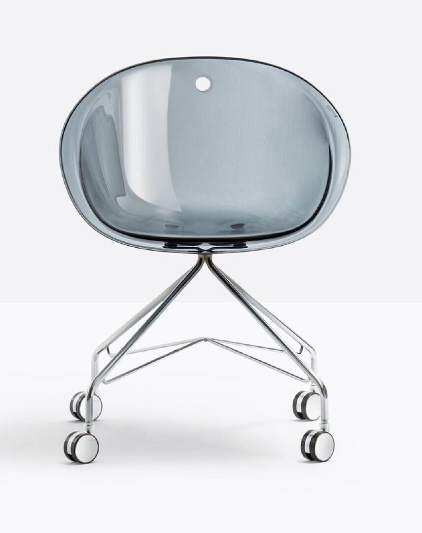Pedrali Gliss 968 Drehstuhl mit Rollen-FU-Polycarbonat Grau Transparent