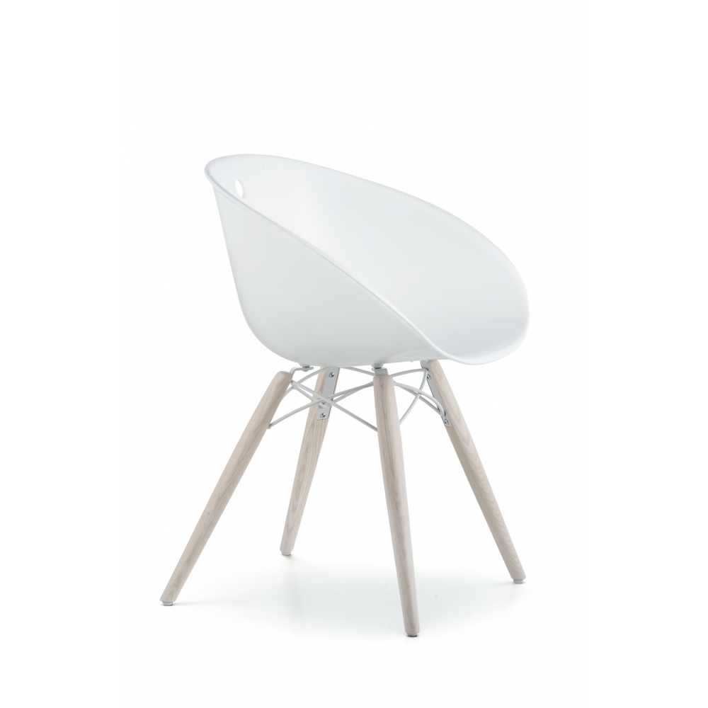 Pedrali Gliss 904 Stuhl-BI-Tecnopolymer Weiss-FR-Eschenholz BI-Tecnopolymer Weiss