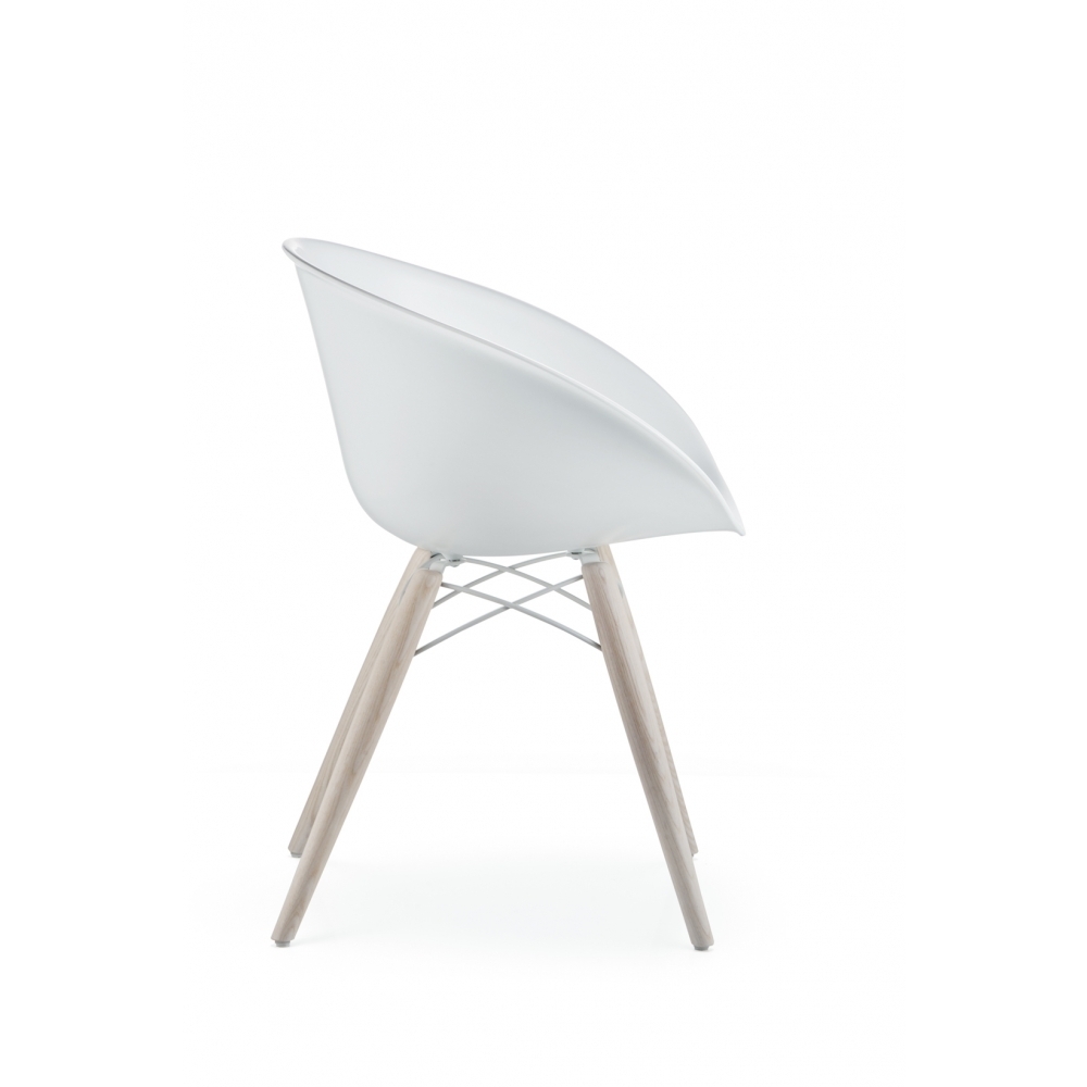 Pedrali Gliss 904 Stuhl-BI-Tecnopolymer Weiss-FR-Eschenholz BI-Tecnopolymer Weiss