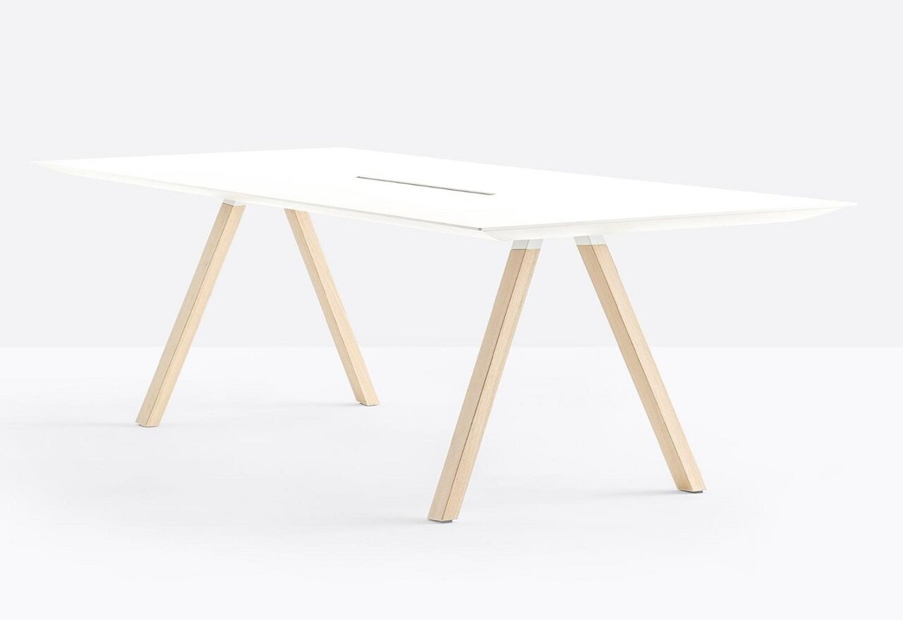 Pedrali Arki Wood Esstisch-CFC_BI-Kompaktplatte Weiss-Laminat