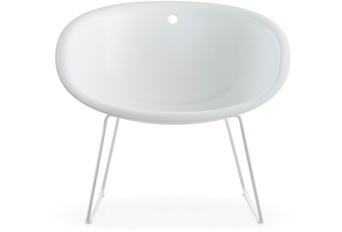 Pedrali Gliss 340 Lounge Kufenstuhl-BI-Tecnopolymer Weiss-PC-Stahl Weiss