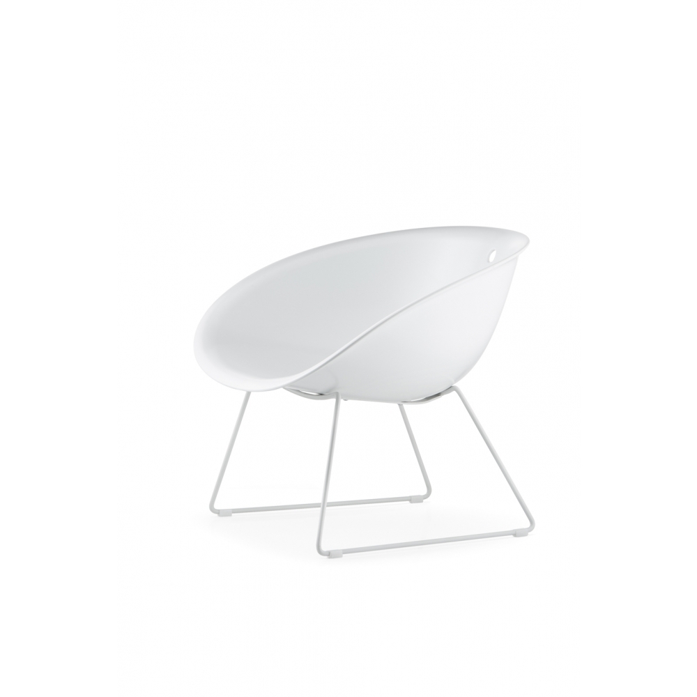 Pedrali Gliss 340 Lounge Kufenstuhl-BI-Tecnopolymer Weiss-PC-Stahl Weiss